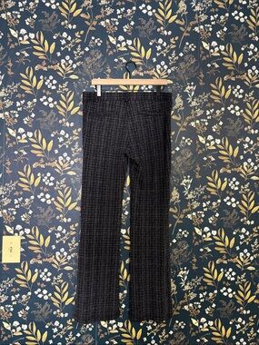 Betabrand Black and Purple Patterned Waistband Comfy Pants Size XL Long